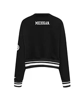Pro Standard Women's Black Michigan Wolverines Cropped Pullover Sweatshirt
