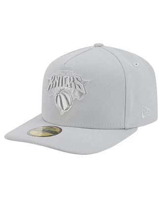 New Era Men's Gray York Knicks Colorpack A-Frame Pinch Front 59FIFTY Fitted Hat