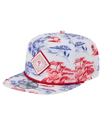 New Era Men's White Philadelphia Phillies Printed Island Golfer Snapback Hat