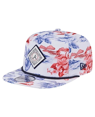 New Era Men's White Atlanta Braves Printed Island Golfer Snapback Hat