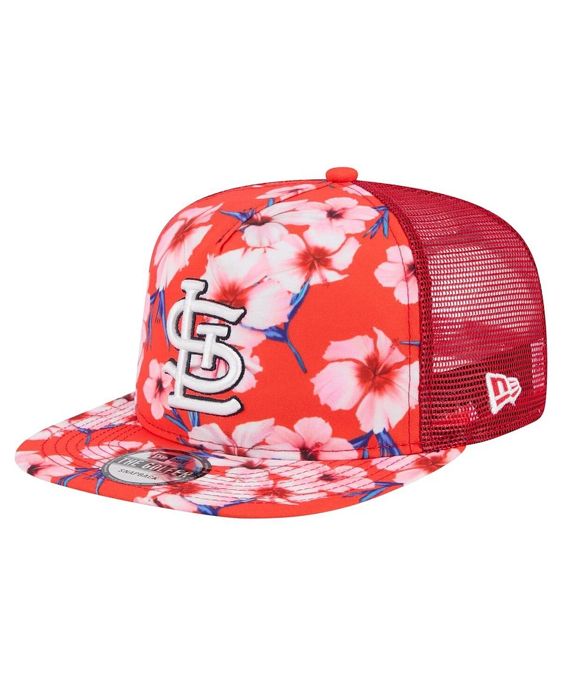 New Era Men's Red St. Louis Cardinals Adventure Pattern Golfer Trucker Snapback Hat