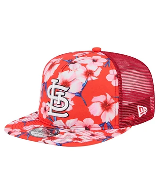 New Era Men's Red St. Louis Cardinals Adventure Pattern Golfer Trucker Snapback Hat
