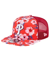 New Era Men's Red Philadelphia Phillies Adventure Pattern Golfer Trucker Snapback Hat