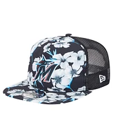 New Era Men's Black Miami Marlins Adventure Pattern Golfer Trucker Snapback Hat