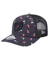 New Era Men's Black Washington Nationals Adventure Drinks Pattern 9SEVENTY Stretch-Snap Hat