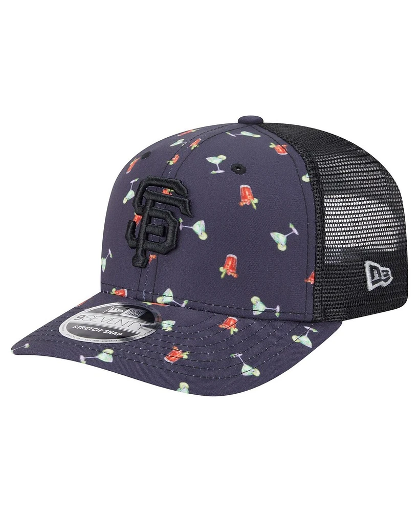 New Era Men's Black San Francisco Giants Adventure Drinks Pattern 9SEVENTY Stretch-Snap Hat