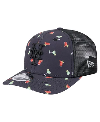 New Era Men's Black New York Mets Adventure Drinks Pattern 9SEVENTY Stretch-Snap Hat