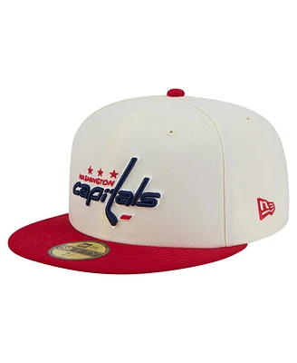 New Era Men's White Washington Capitals Chrome Two-Toned 59FIFTY Fitted Hat