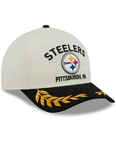 New Era Men's Cream/Black Pittsburgh Steelers 2025 Nfl Draft 9FORTY A-Frame M-Crown Adjustable Hat