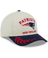New Era Men's Cream/Navy New England Patriots 2025 Nfl Draft 9FORTY A-Frame M-Crown Adjustable Hat