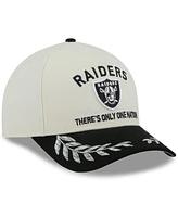 New Era Men's Cream/Black Las Vegas Raiders 2025 Nfl Draft 9FORTY A-Frame M-Crown Adjustable Hat