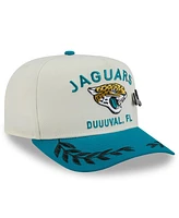 New Era Men's Cream/Teal Jacksonville Jaguars 2025 Nfl Draft A-Frame 59FIFTY Fitted Hat