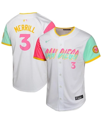 Nike Big Boys and Girls Jackson Merrill White San Diego Padres City Connect Limited Jersey