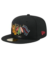 New Era Men's Black Chicago Blackhawks State Stitch 59FIFTY Fitted Hat