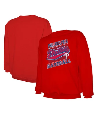 Stitches Men's Red Philadelphia Phillies Lightweight Crew Sweatshirt