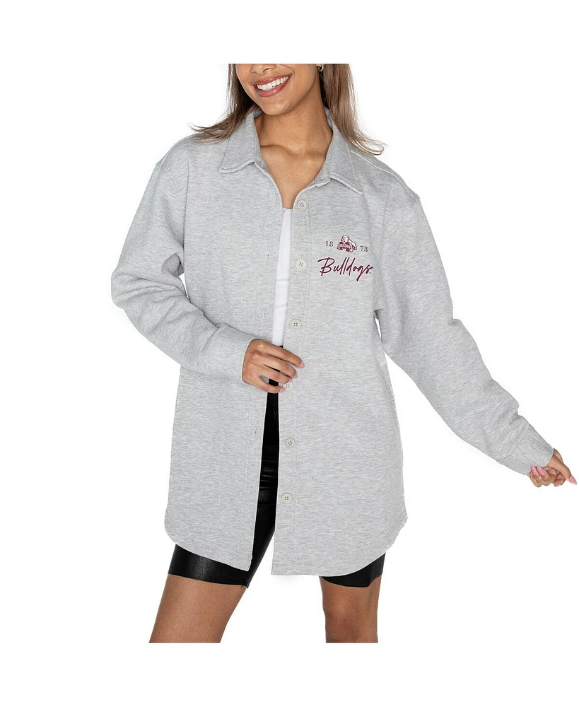 Gameday Couture Women's Ash Mississippi State Bulldogs Foundation Full-Button Long Sleeve Overshirt