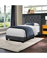 45.25" X 82.75" X 49.75" Dark Grey Velvet With Chrome Trim - Twin Size Bed