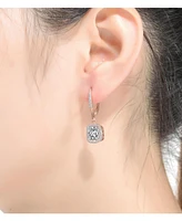 Sterling Silver with Clear Round and Radiant Cubic Zirconia Drop Earrings
