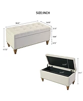 Tufted Upholstered Storage Ottoman Bench with Nailhead Trim and Hinged Lid for Bedroom Living Room Entryway Multi Purpose Use-The Pop Home