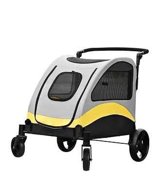 Bingopaw 4 Wheel Foldable Pet Travel Stroller With Basket