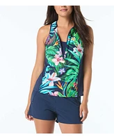 Beach House Sport Women's Racer Zip Front Tankini Top