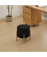 Modern Round Storage Ottoman with Removable Lid and Metal Legs Upholstered Footstool for Living Room Bedroom Entryway No Assembly Needed-The Pop Home