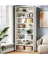 Tribesigns 70.8-Inch Tall White Bookcase, Wooden Library Bookshelf with Mirrored Back Panel, Freestanding 9-Tier Shelf Display Storage Shelves for Hom