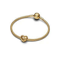 Pandora Gold-Plated Beaded Open-Heart Charms