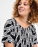 Jm Collection Women's Printed Scoop-Neck Short-Sleeve Top