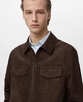 Mango Men's Faux-Suede Zipper Jacket