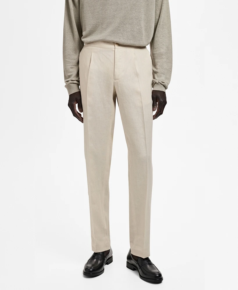 Mango Men's Salerno Linen Slim-Fit Suit Pants