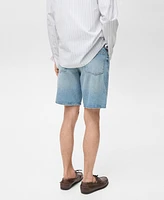 Mango Men's Denim Washed Effect Bermuda Shorts