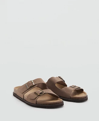 Mango Men's Split Leather Buckle Sandals