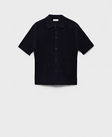 Mango Men's Openwork Knit Cotton Shirt