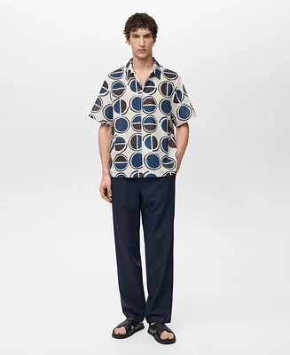 Mango Men's Printed Short-Sleeved Shirt