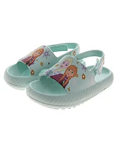 Disney Toddler Girls Frozen Anna and Elsa Hook Loop Backstrap Slides