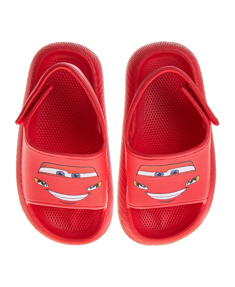 Disney Toddler Boys Cars Lightning McQueen Hook and Loop Backstrap Slides