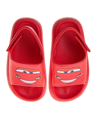 Disney Toddler Boys Cars Lightning McQueen Hook and Loop Backstrap Slides