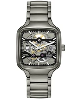 Rado Unisex Swiss Automatic True Square Skeleton Gray Ceramic Bracelet Watch 38mm