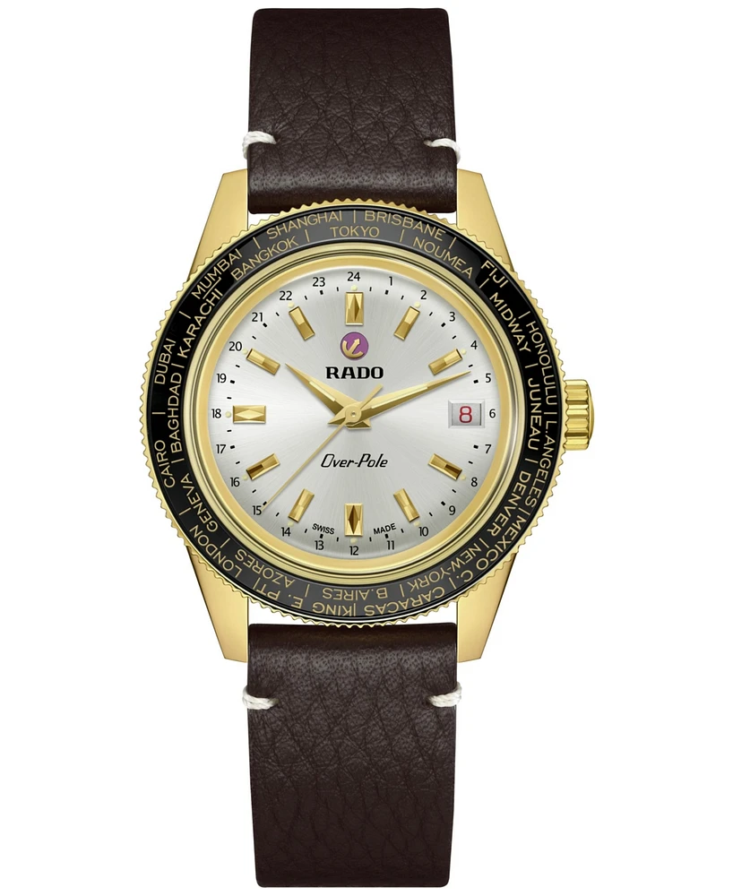 Rado Unisex Swiss Automatic Captain Cook Over-Pole Interchangeable Brown Leather Strap Watch 39mm