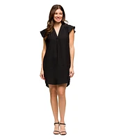 24seven Comfort Apparel Women's V Neck Cap Sleeve Knee Length Pocket Dress