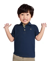Calvin Klein Toddler and Little Boys Slub Pique Polo Shirt Twill Shorts, 2-Piece Set