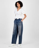 Guess Women's Puff-Sleeve Peplum Top