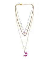 Betsey Johnson Faux Stone Garden Glam Dragonfly Layered Necklace