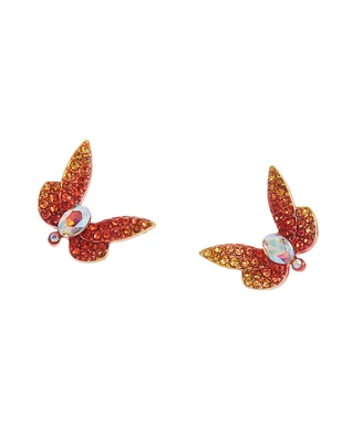 Betsey Johnson Faux Stone Garden Glam Butterfly Stud Earrings