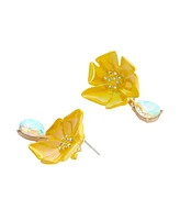 Betsey Johnson Faux Stone Garden Glam Floral Drop Earrings