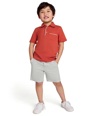 Calvin Klein Toddler and Little Boys Slub Jersey Polo Shirt Twill Shorts, 2-Piece Set