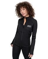 Dkny Sport Women's Rhinestone-Logo Mock-Neck Jacket
