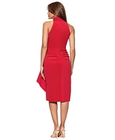 Xscape Women's High-Neck Sleeveless Ruffle Scuba Dress