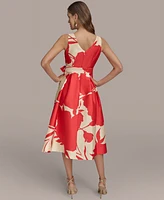 Donna Karan New York Women's Printed Tie-Waist A-Line Dress